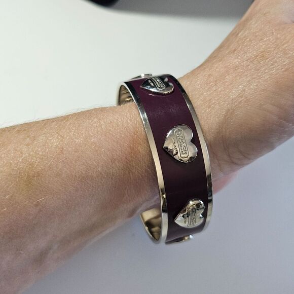 *Sale* Coach silver tone and burgundy bangle bracelet - Picture 5 of 16